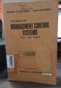 Image of Management Control Systems: Text and Cases 3rd Ed