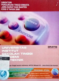 Image of Direktori Perguruan Tinggi Swasta Jawa Barat Dan Banten Edisi 9 Tahun 2008 : Universitas Institut Sekolah Tinggi Akademik Politeknik